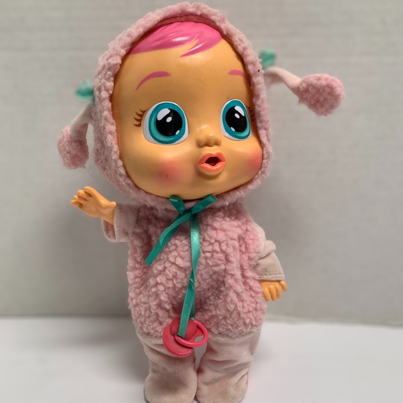 IMC Toys Pink Poodle Doll Cry Babies Real Tears 12 in T Sheep Lamb Pacifier - Picture 1 of 4